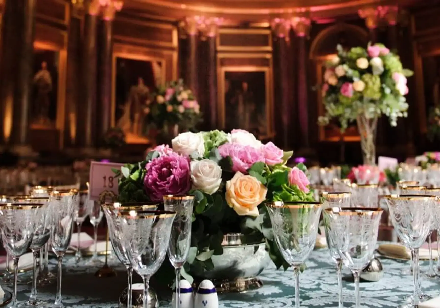 Flower arrangement on wedding table